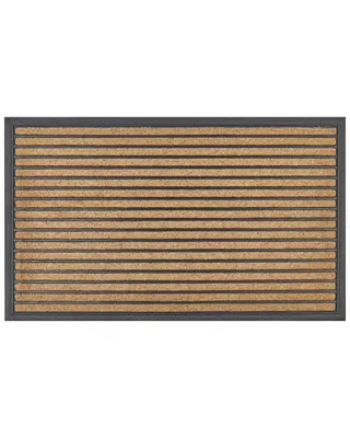 Obrázok produktu pre BELIANI Rohožka prírodná a čierna polyester guma 45 x 75 cm PVC povlak pruhovaná protišmyková rohož do interiéru moderná