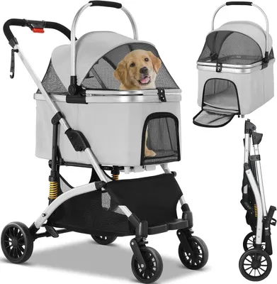 Zdjęcie produktu dla Składany wózek dla psów BNDC-301, 3 w 1, do 20 kg, szary