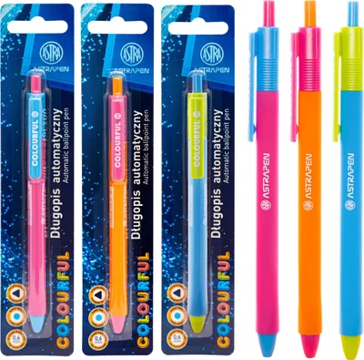 Produktbild von ASTRAPEN Colorful, Kugelschreiber 0,6mm, blau, Blister, Farbmix, 201022016