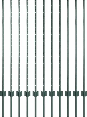 Image de vidaXL Poteaux de clôture 11 pcs vert 120 cm acier