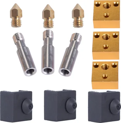 Obrázek produktu pro součásti 3D tiskárny Heatbreak neck + silikonová ponožka + topný blok + sada trysek MK8, kompatibilní s 3D tiskárnami řady CR10/ender3