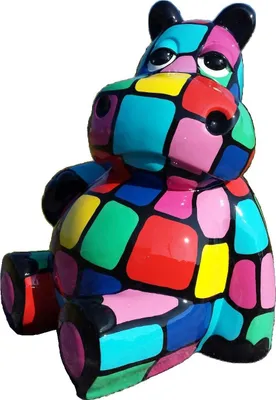 Produktbild von Große Betonfigur Nilpferd in modernem Design in Grau
