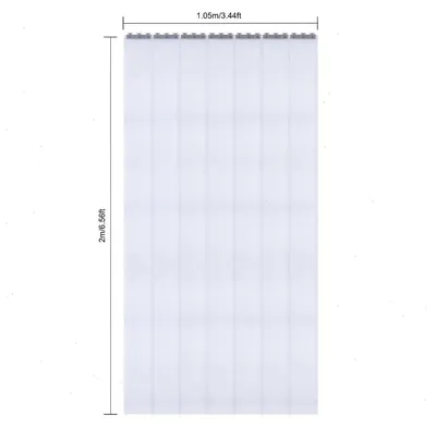 Obrázok produktu pre PVC záves – priehľadný záves na dvere – 1,05 x 2 m – 7 lamiel, 18 cm – hrúbka 2 mm – montáž na strop – ochrana proti prachu a hluku – priehľadný
