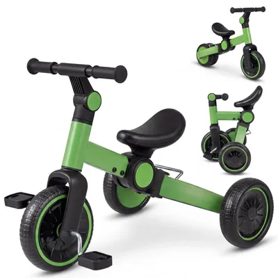 Produktbild von 5-in-1 Kinder-Laufrad mit abnehmbaren Pedalen, Grün