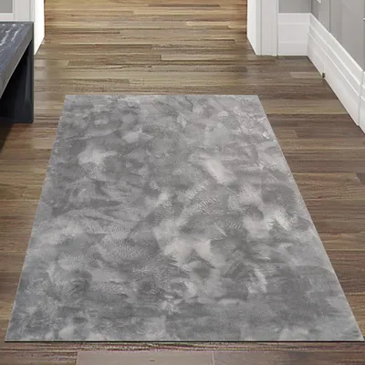 Produktbild von Teppich anthrazit samtig weich Hasenfell-Optik mit sanftem Glanz Größe - 80 x 150 cm