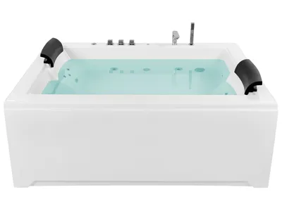Produktbild von BELIANI Whirlwanne Weiß 183 x 142 cm Sanitäracryl 2 Personen Massagedüsen Kopfstütze Indoor