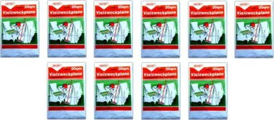 A grid of ten identical product packages for Vielzweckplane.