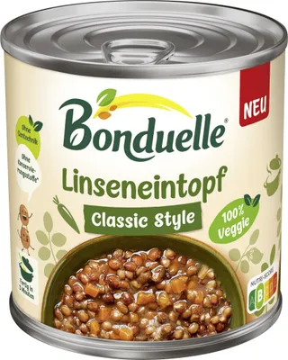 Productafbeelding van Bonduelle Linzenstoofpot, klassieke stijl, ATG, 400g verpakking, 425ml