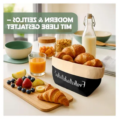 Produktbild von Brotkorb aus Stoff | Brötchenkorb zur Aufbewahrung | Brotkörbchen | Frühstückskorb | Brottasche | Moderner Brotsack | Großer Brotkorb | Brötchenbeutel