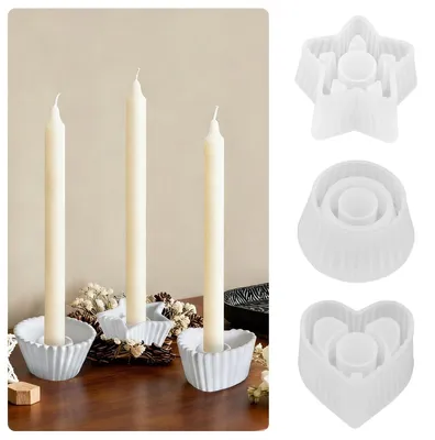 Productafbeelding van Set van 3 Siliconen Kaarshouders - Gietvormen voor DIY Decoratie