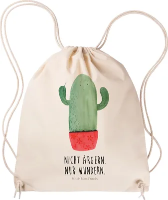 Produktbild von Mr. & Mrs. Panda Jutebeutel Kaktus Wut - Transparent - Geschenk, wander rucksack, Fitness Tasche, Kakteen, Chefin, wütend, sporttasche klein, Baumwollbeutel, Kollege, gym