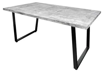 Productafbeelding van Eettafel MERAX 160 cm - Grijs betoneffect blad en zwart metalen frame