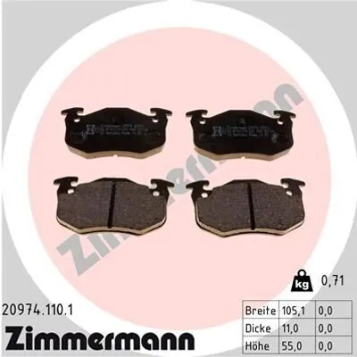 Produktbild von ZIMMERMANN Bremsbeläge Satz Hinten Bremsklötze für RENAULT CLIO II (BB0/1/2, CB0/1/2) 20974.110.1