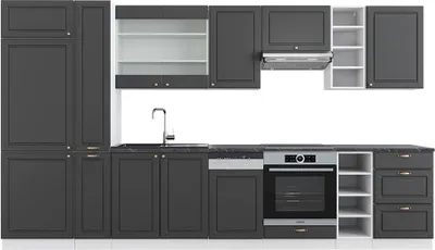 Produktbild von Küchenzeile Vicco Fame-Line Anthrazit-Gold/Weiß 355 cm , AP Anthrazit, Model 49293