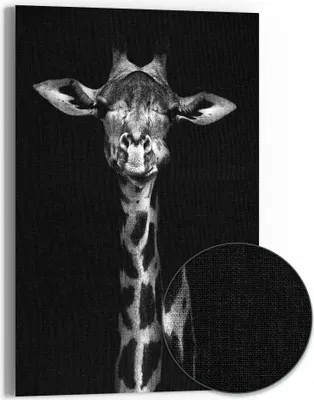 Produktbild von DEQORI Hybrid Leinwand Bild 60x90 cm 'Giraffenporträt' Wandbild Glas flach modern