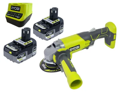 Zdjęcie produktu dla RYOBI R18AG-0 Akumulatorowa szlifierka kątowa 18 V ONE+ 115 mm + 2x akumulator 5,0 Ah + ładowarka