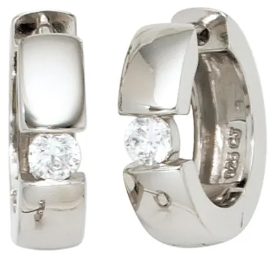 Produktbild von Creolen Creole Ohrringe 16.5mm Zirkonia 925 Silber Klappmechanik Damen