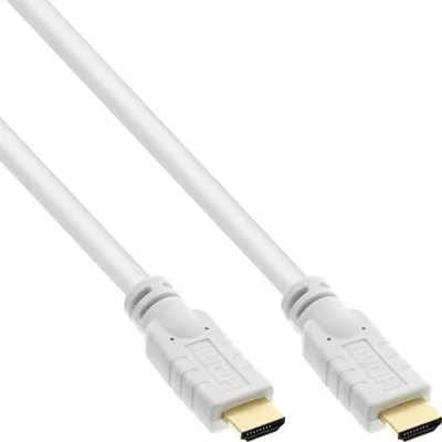 Image de InLine® 17510W Câble HDMI, HDMI High Speed avec Ethernet, Premium, 4K2K, mâle/mâle, blanc/or, 10m