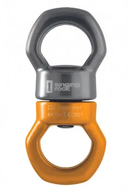 Wirbelschäkel Twister von singing rock; grau und orange; für Arbeitssicherheit und Verbindungsmittel.