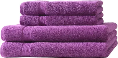 Produktbild von 4er Set Frottee 2x Handtücher 2x Duschtücher Elegance 100% Baumwolle 500 gsm 50x100 cm 70x140 cm aubergine