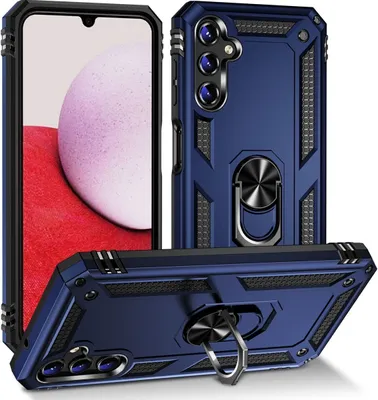 Produktbild von Mobigear Armor Ring  Samsung Galaxy A14 Hülle Hardcase Backcover Stoßfest mit Ringhalter - Blau