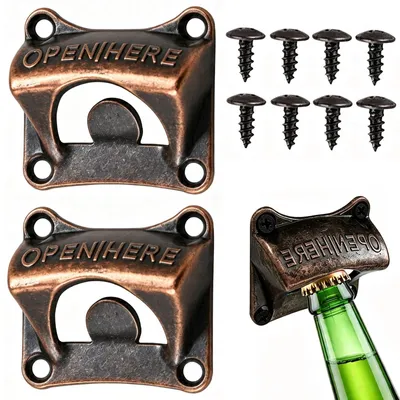 2 Wandflaschenöffner aus Zinklegierung, 63 x 57 mm, für Bar & Küche