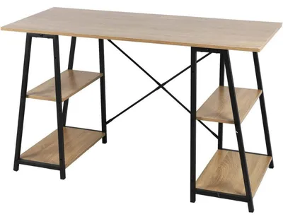 Image de Bureau Architecte en Métal et Bois + 4 étagères - 120 x 50 x H 73 cm - Design Industriel