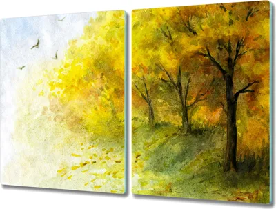 Produktbild von Coloray Kochplattenabdeckung Herdabdeckplatte 2x40x52 cm Hackbrett Schneidebrett Küchenbrett - Vögel Natur