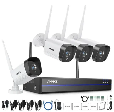 Produktbild von Drahtloses Überwachungssystem mit 5-Megapixel-Netzwerkvideoaufzeichner (NVR) und 3-Megapixel-WLAN-Kameras
