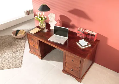 Produktbild von MASSIVMOEBEL24 Schreibtisch Akazie 180x80x74 nougat lackiert OXFORD #529
