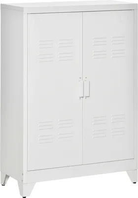 Produktbild von Metallschrank mit belüfteten Türen, 75 x 33 x 110 cm, Weiß