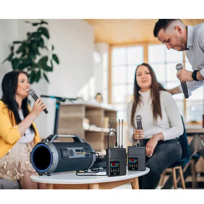 Immagine prodotto di INF Sistema di microfono wireless con anti-ululato e riverbero