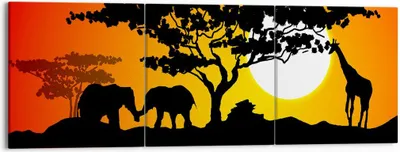 Produktbild von Bild auf Leinwand - Leinwandbild - Tiere Safari Savanne Giraffe - 150x50cm - Wand Bild - Wanddeko - Leinwanddruck - Bilder - Kunstdruck - Wanddekoration - Leinwand bilder - Wandkunst - CA150x50-0539