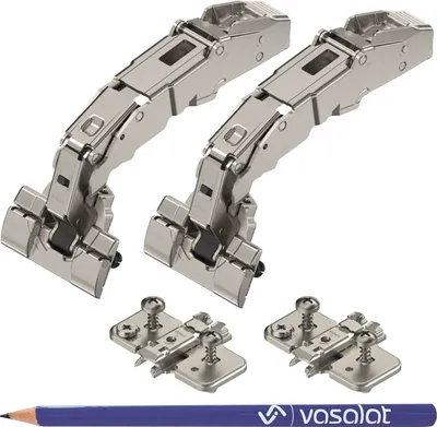 Produktbild von Blum Weitwinkelscharniere Clip Top Blumotion 155 Grad, 2x Weitwinkel Scharnier gekröpft mit Feder, mit Inserta und 2x Grundplatten