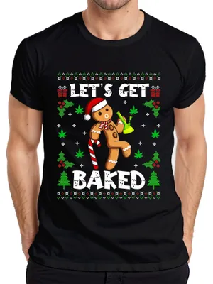 Obrázok produktu pre Upečme si perník Cannabis Christmas Funny Party Pánske tričko, čierna, M