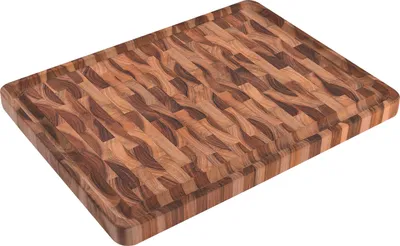 Schneidebrett Teak massiv 45x34x3 cm mit Saftrille