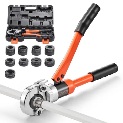 Productafbeelding van VEVOR Hydraulische pers, multifunctioneel persgereedschap met TH16, TH20, TH26, TH32 persen, krimptang voor PEX- en aluminiumkunststofbuizen, evenals V12, V15, V18, V22, V28 persen voor roestvrijstalen buizen