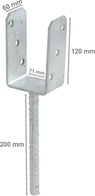 Produktbild von Pfostenfuß 70, PS 70U, 71x120x4 feuerverzinkt