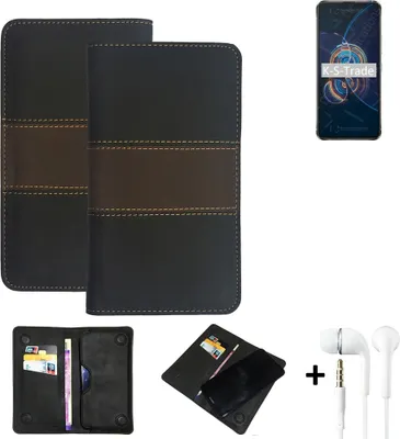 Produktbild von K-S-Trade Handyhülle + Kopfhörer kompatibel mit Asus Zenfone 8 Flip Schutzhülle Walletcase Bookstyle Tasche Schutz Case Hülle Wallet Cover