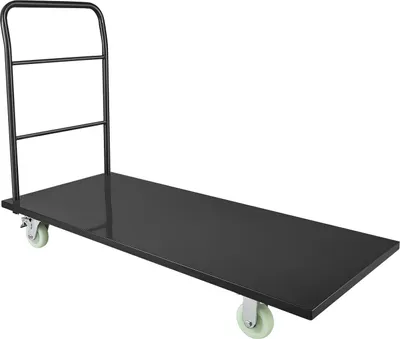 Produktbild von Hochleistungs-Plattformwagen, 907,18 kg Tragkraft, industrieller Stahl-Flachbettwagen mit Lenkrollen und Griff, Plattform-Handschubwagen, einfache Lagerung, zum Transportieren von Gepäck, 1525 x 700 x 1090 mm