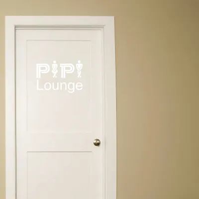 Produktbild von Wandtattoo - Wandaufkleber - Tür- Wandtattoo "Pipi Lounge" - 60cm x 43cm Weiß - Dekoration Küche Wohnzimmer Wand