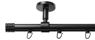 Produktbild von SN Deco Gardinenstange Innenlauf Lille, 19 mm, 1-läufig, Stahl, Komplett-Set mit Ringen, Profildeckentrager, 180 cm, schwarz
