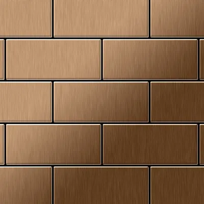 Produktbild von Mosaik Fliese massiv Metall Titan gebürstet kupfer 1,6mm stark Subway-Ti-AB