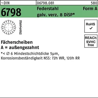 Produktbild von Reyher  Fächerscheiben DIN 6798 FederSt. A 10,5 Zn8 (1000 Stück)