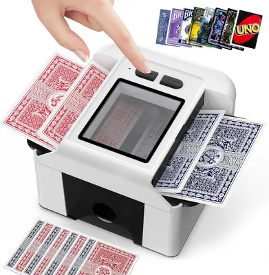 Produktbild von Kartenmischmaschine Elektrisch mit 2000mAh Akku, Automatischer Kartenmischer für 2 Kartendecks, USB Wiederaufladbare, Automatischem & Manuellem Modus