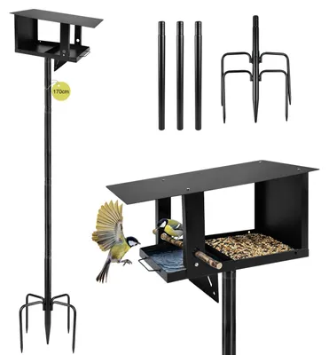 Produktbild von 3-in-1-Vogelhaus – Wetterfestes Vogelhaus aus Metall, 170 cm