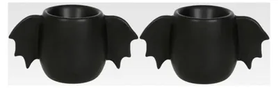 Produktbild von Schwarze Eierbecher mit Fledermausflügeln, 2 Stück im Set