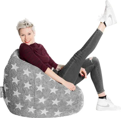 Obrázok produktu pre Vak BeanBag Fluffy Stars XL 70 x 110 cm, Grau
