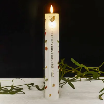 Produktbild von LED-Kalenderkerze Mie - weiß gold