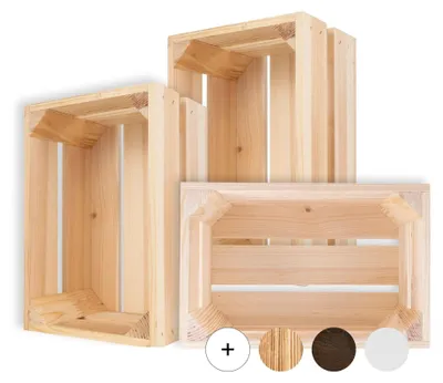 Productafbeelding van Creative Deco 3 x Natuurlijke Houten Kist, 30 x 20 x 15 cm